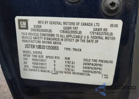 2005 GMC Sierra 1500 Sle from USA, damaged, VIN 2GTEK19B351353063